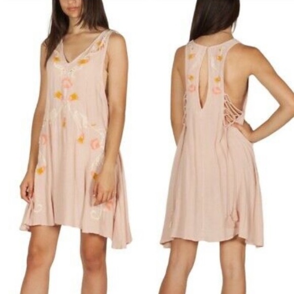 Free People Adelaide Intimately Free Embroidered Boho Tank Keyhole Mini Dress XS - Picture 1 of 10